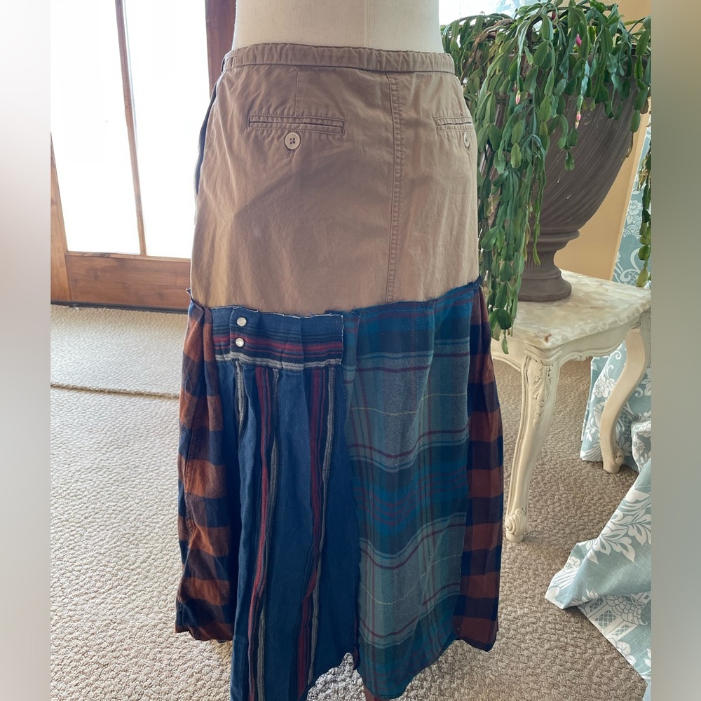 Upcycled Boho Peasant Flannel Patchwork Maxi Skirt - image 6